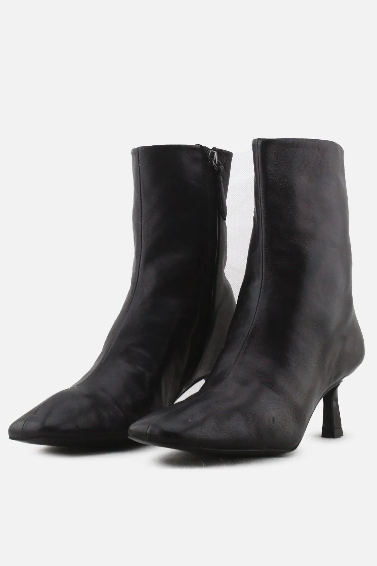 Massimo Dutti Zipper Kitten Heels Ankle Boots | Suede