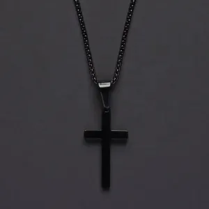 Medium Black Cross Necklace 18in