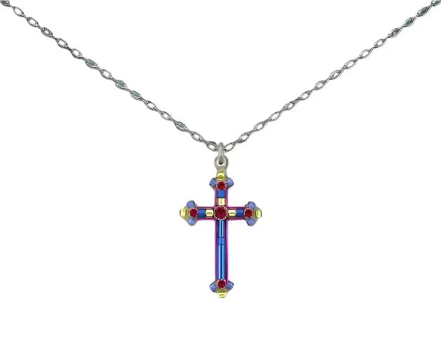 Medium Cross Necklace - Purple