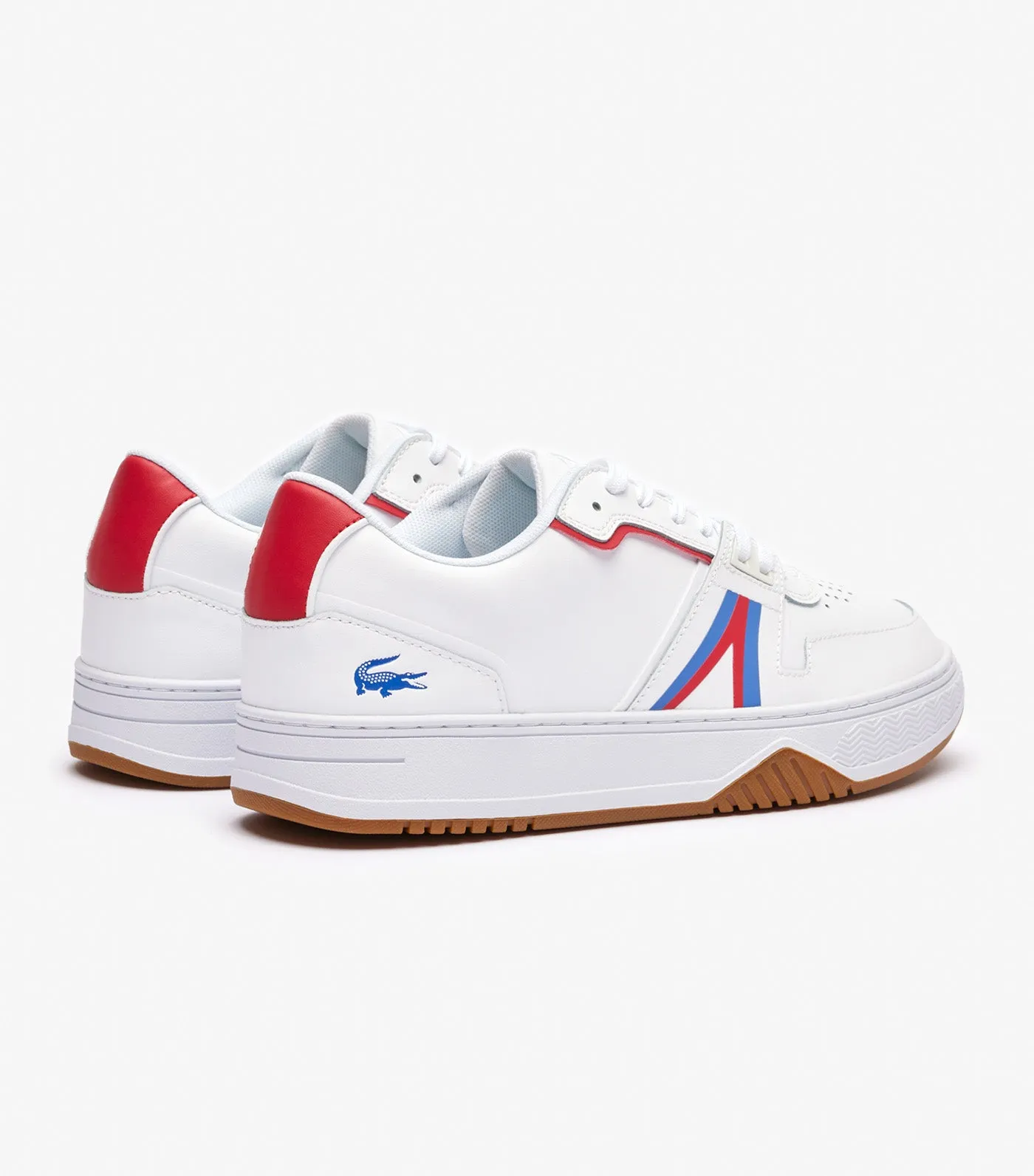 Men's L001 Leather Logo Trainers White/Red/Blue