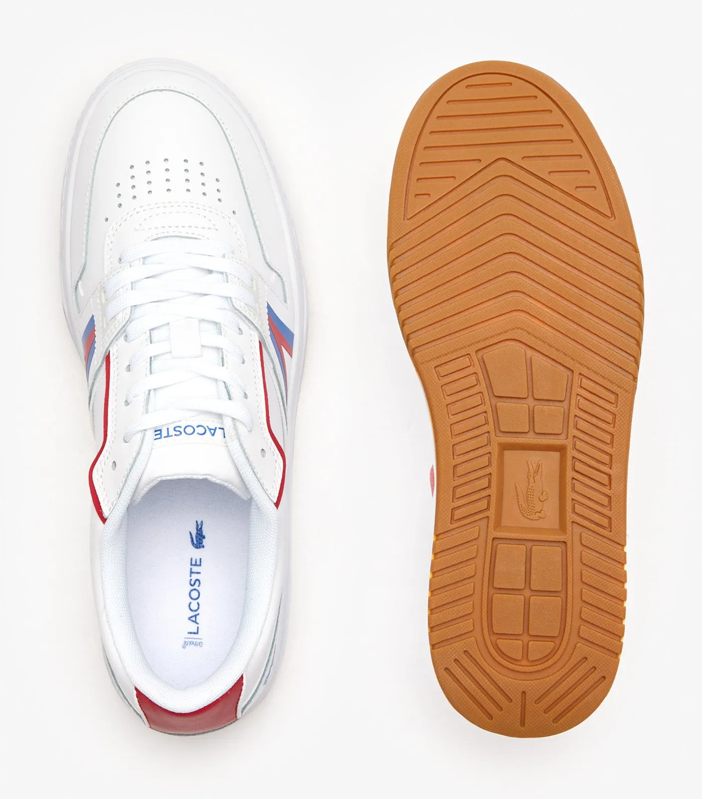 Men's L001 Leather Logo Trainers White/Red/Blue