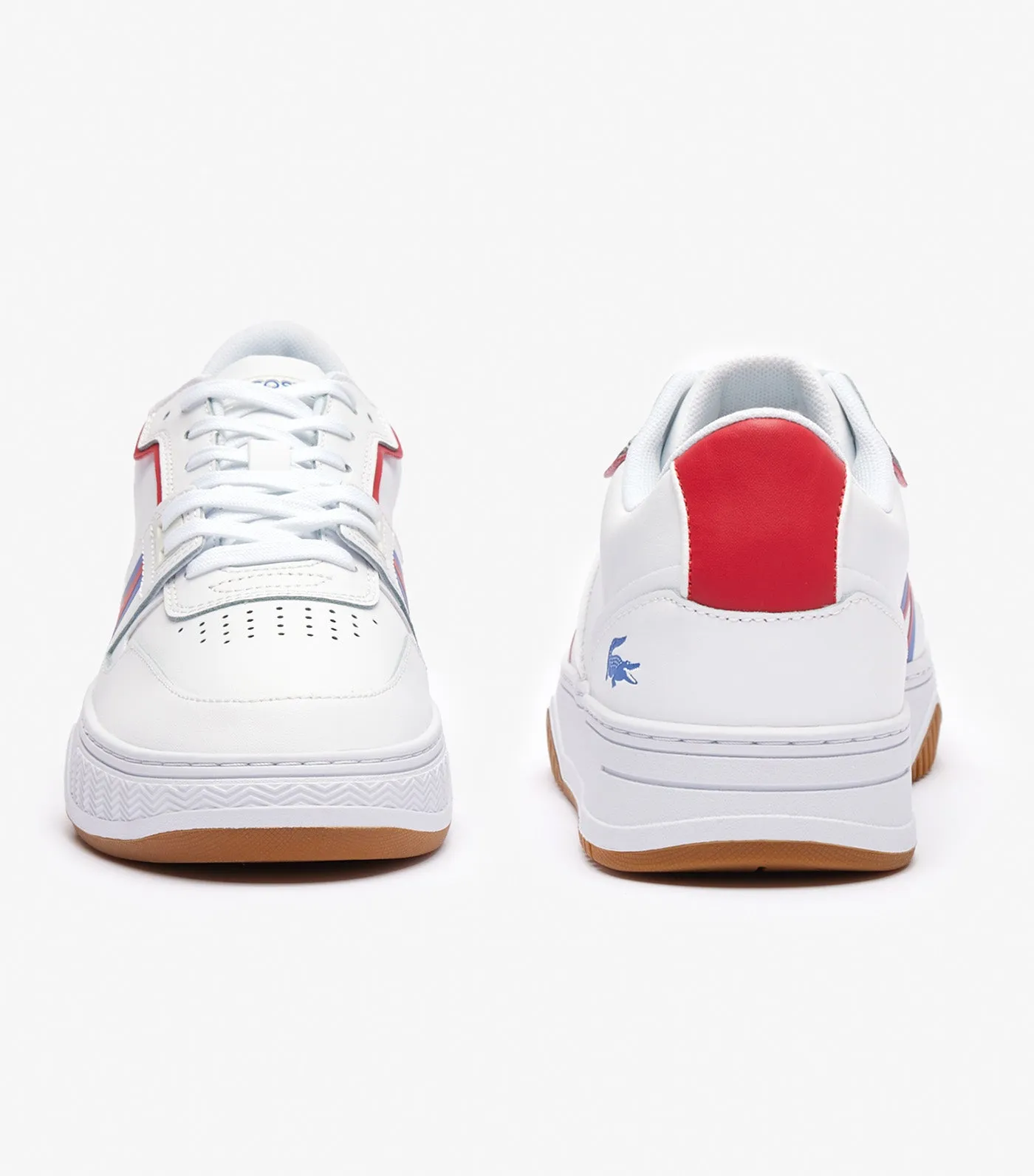 Men's L001 Leather Logo Trainers White/Red/Blue