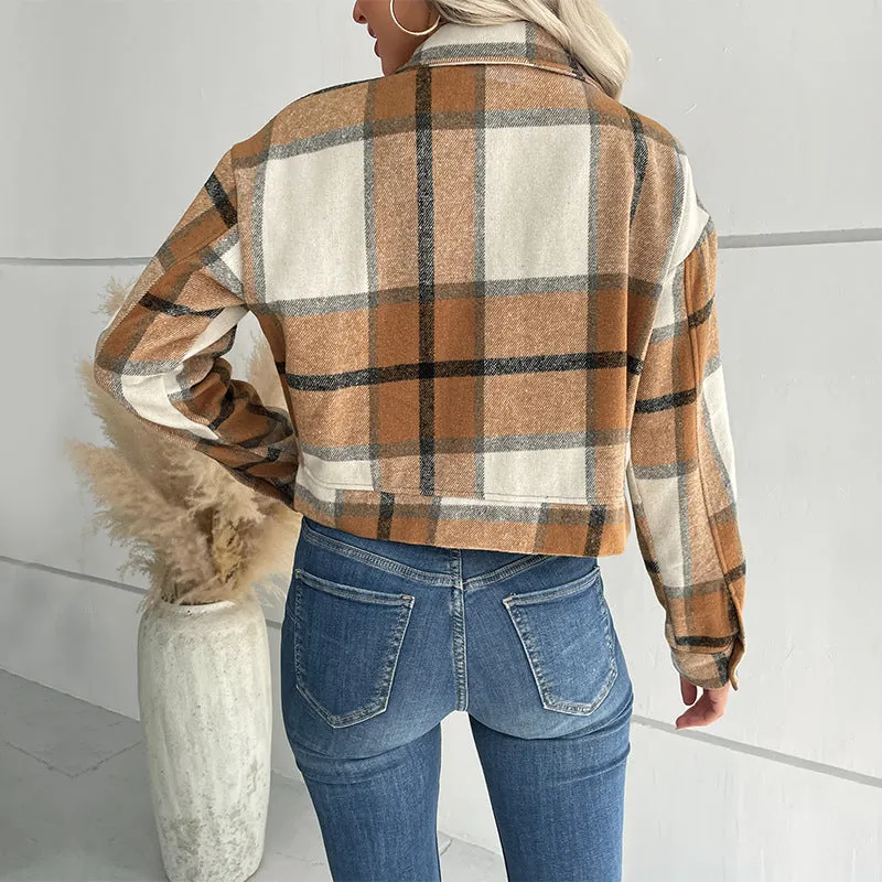 METAVERSMALL women's clothing New3 autumn and winter 2025 2025 trade short plaid cardigan shirt retro jacket jacket