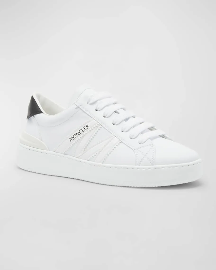 Monaco M Moncler Leather Low Top Sneakers