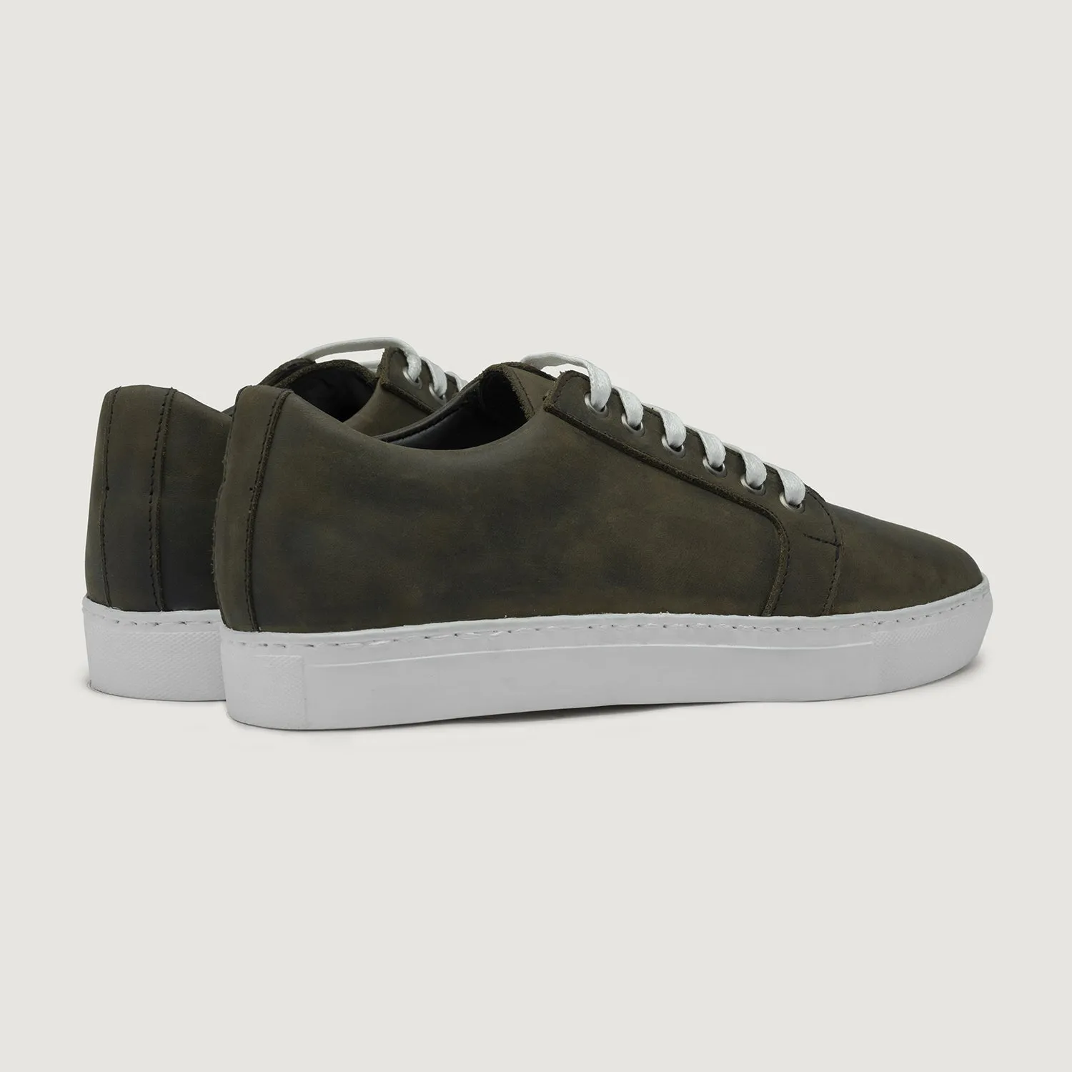 Murphy Low Top Olive Pullup Leather Sneakers