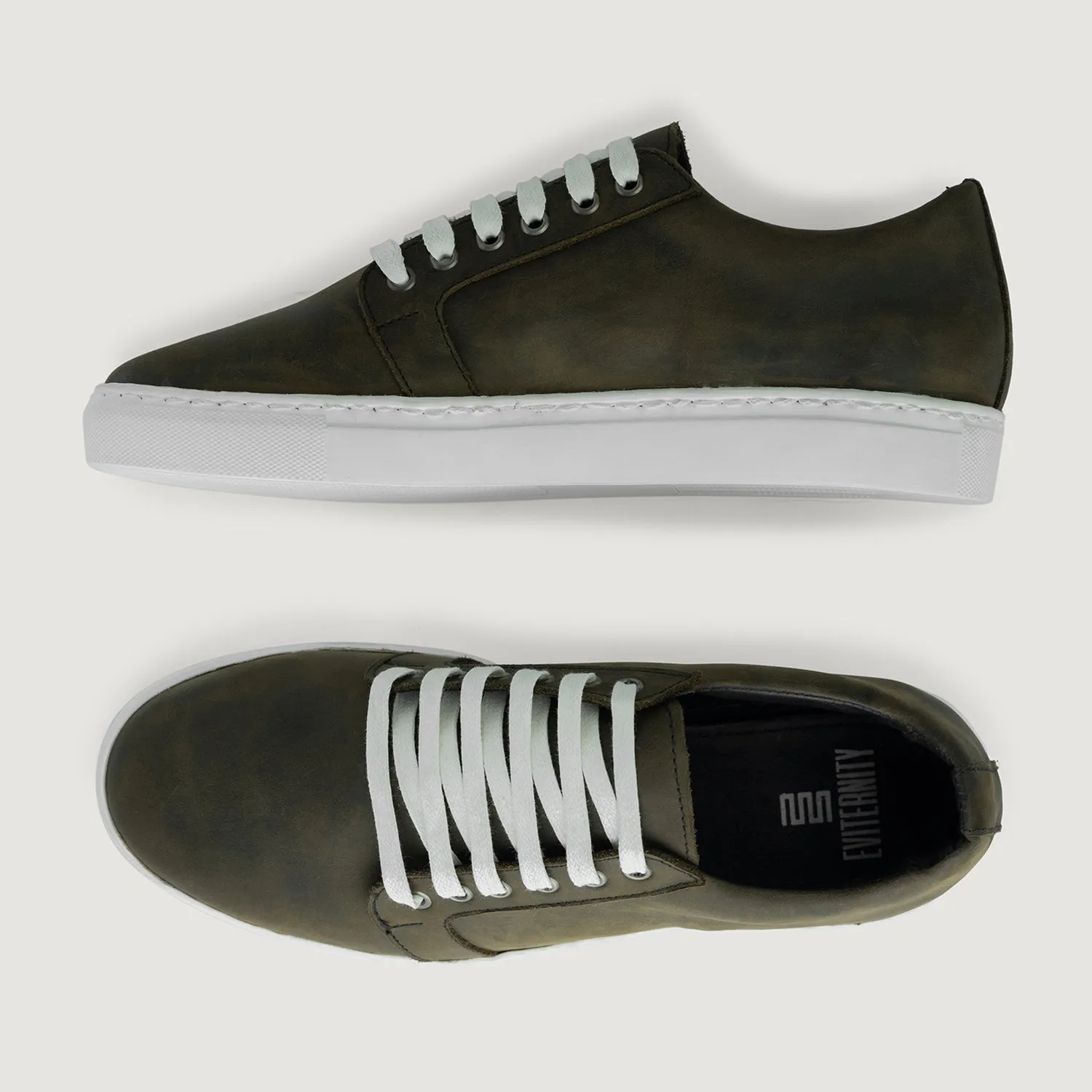 Murphy Low Top Olive Pullup Leather Sneakers