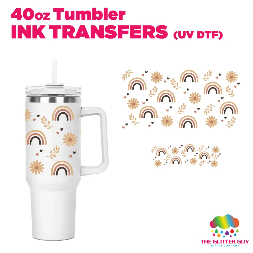 Muted Rainbow Daisy | 40oz Tumbler Wrap - Ink Transfers (UVDTF)