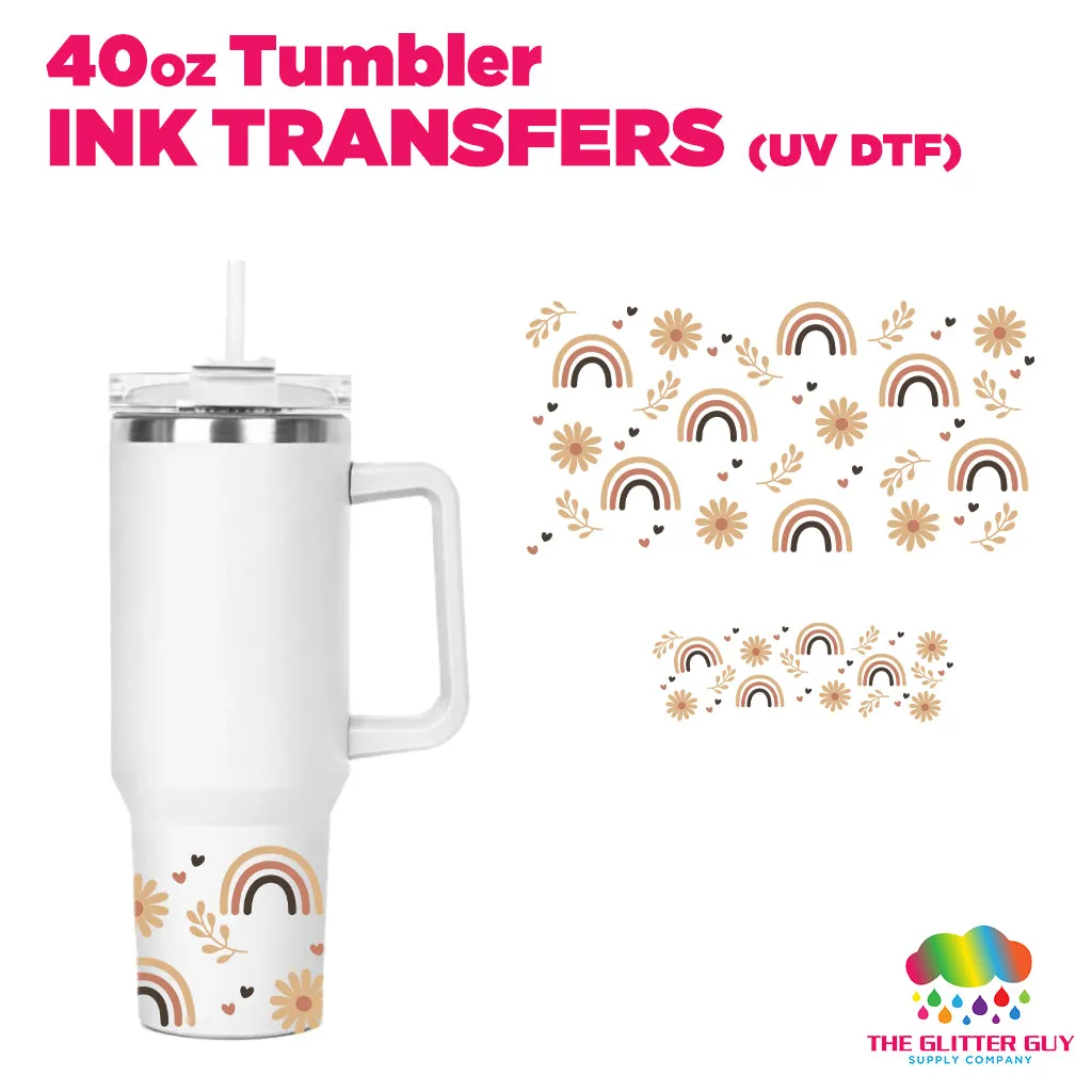 Muted Rainbow Daisy | 40oz Tumbler Wrap - Ink Transfers (UVDTF)