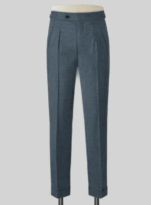 Napolean Stretch Pacific Blue Highland Wool Trousers