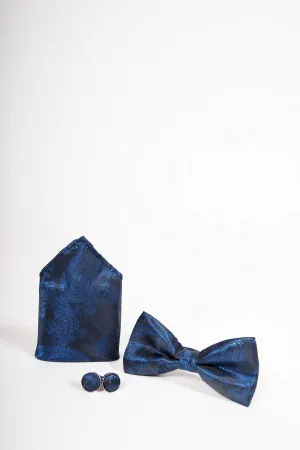 Navy Paisley Bow Tie, and Pocket Square