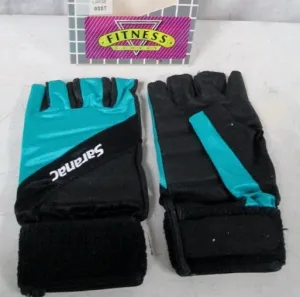 NEW Womens SARANAC Leather Workout Core Fitness Gloves BLACK TEAL BLUE L