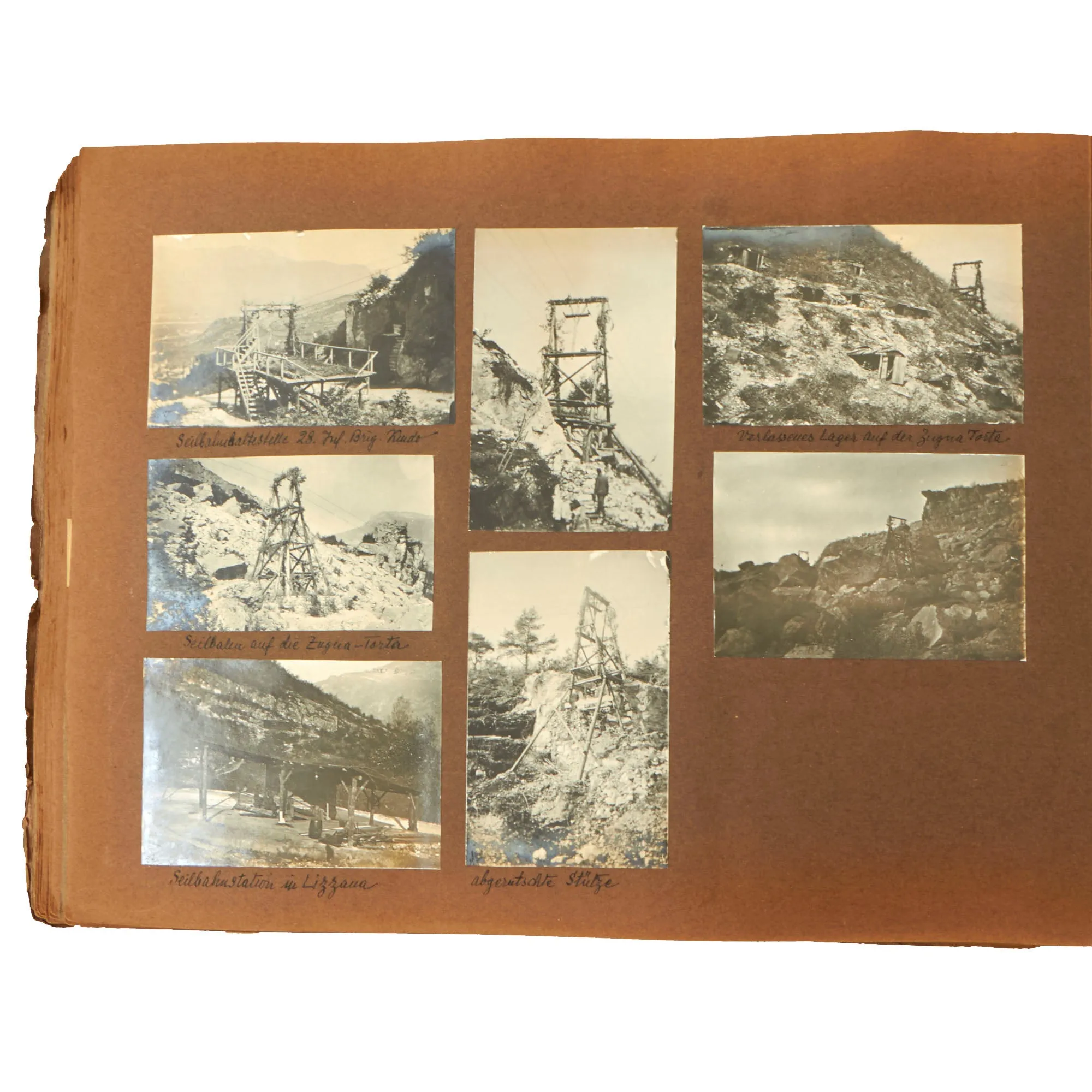 Original Austro-Hungarian WWI Exemplary Photo Album with Alpine Photographs and Extensive Handwritten Notes/Annotations and Service History - 209 Photos Total