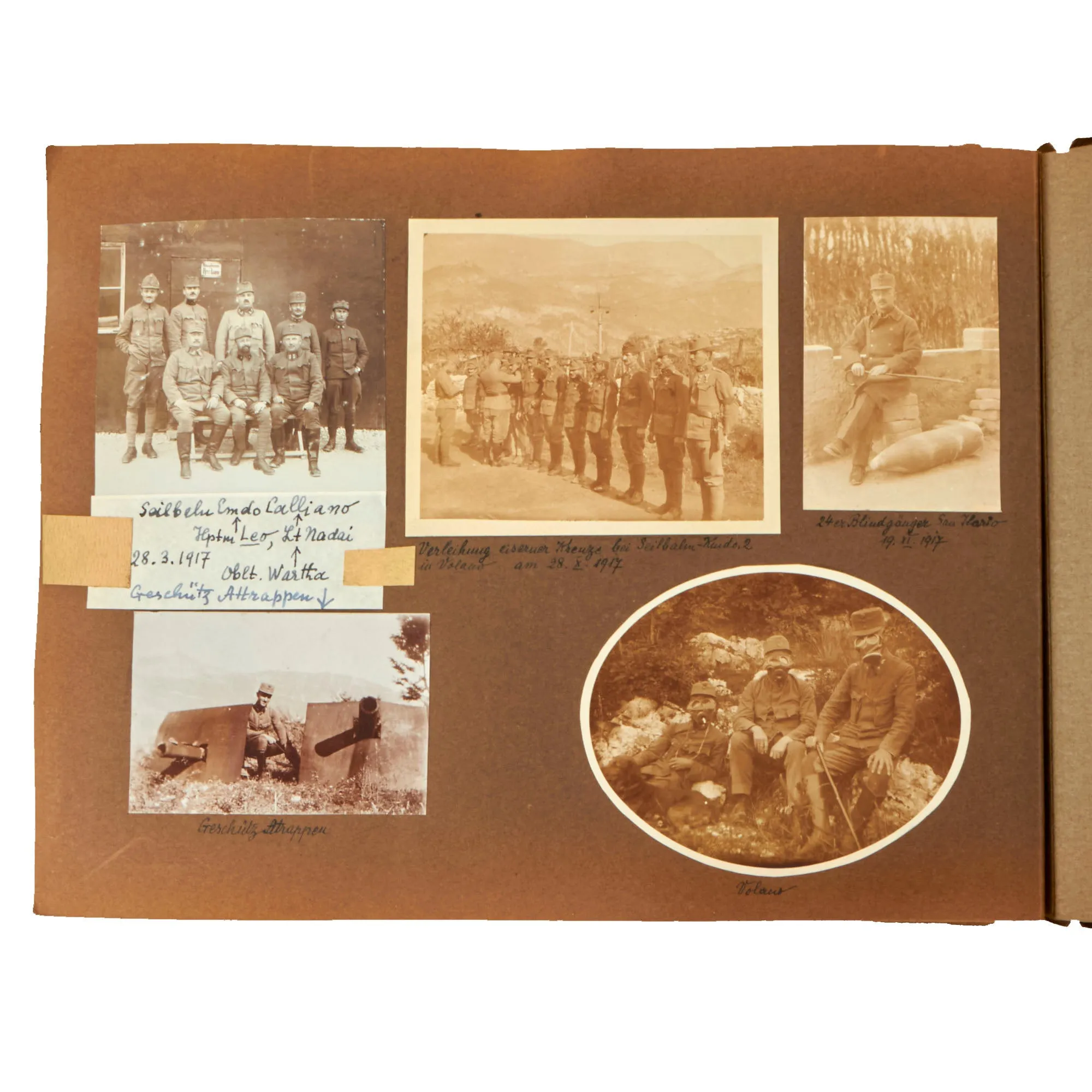 Original Austro-Hungarian WWI Exemplary Photo Album with Alpine Photographs and Extensive Handwritten Notes/Annotations and Service History - 209 Photos Total