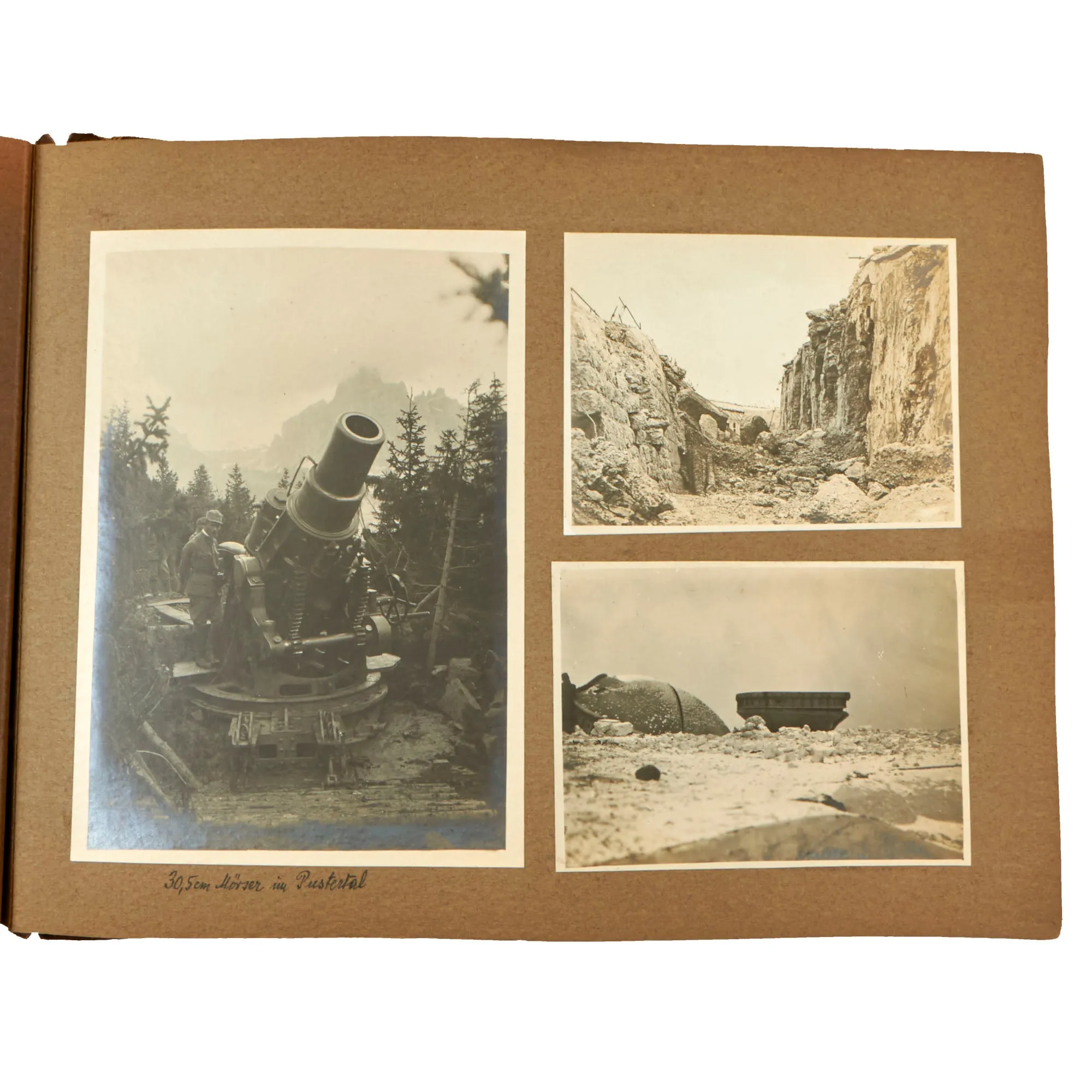 Original Austro-Hungarian WWI Exemplary Photo Album with Alpine Photographs and Extensive Handwritten Notes/Annotations and Service History - 209 Photos Total