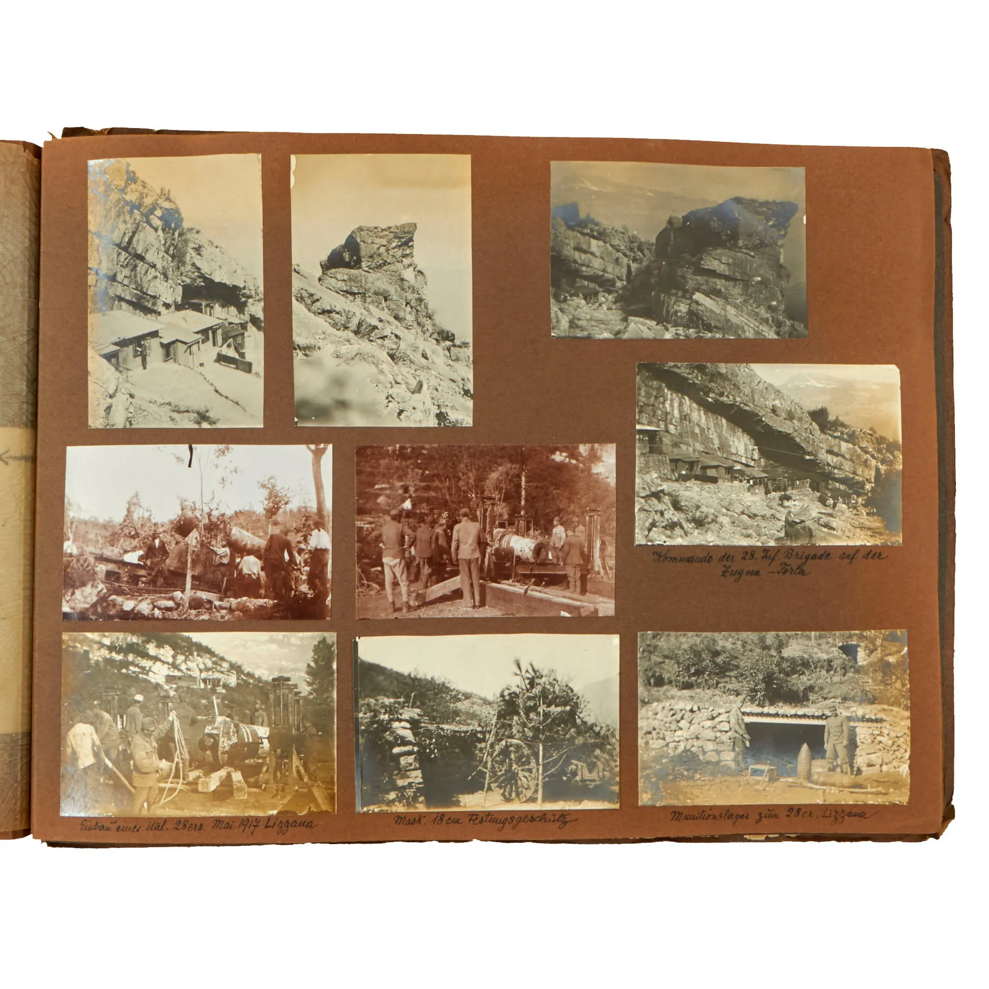 Original Austro-Hungarian WWI Exemplary Photo Album with Alpine Photographs and Extensive Handwritten Notes/Annotations and Service History - 209 Photos Total