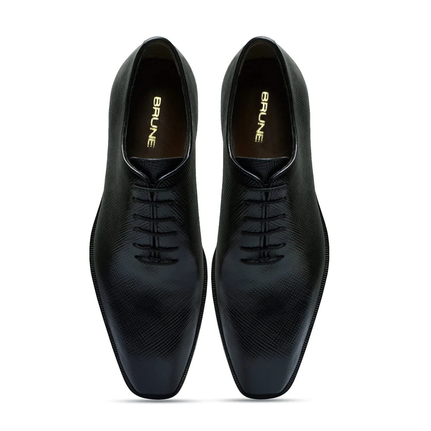 Oxford Lace-Up Formal Shoes in Black Saffiano Leather