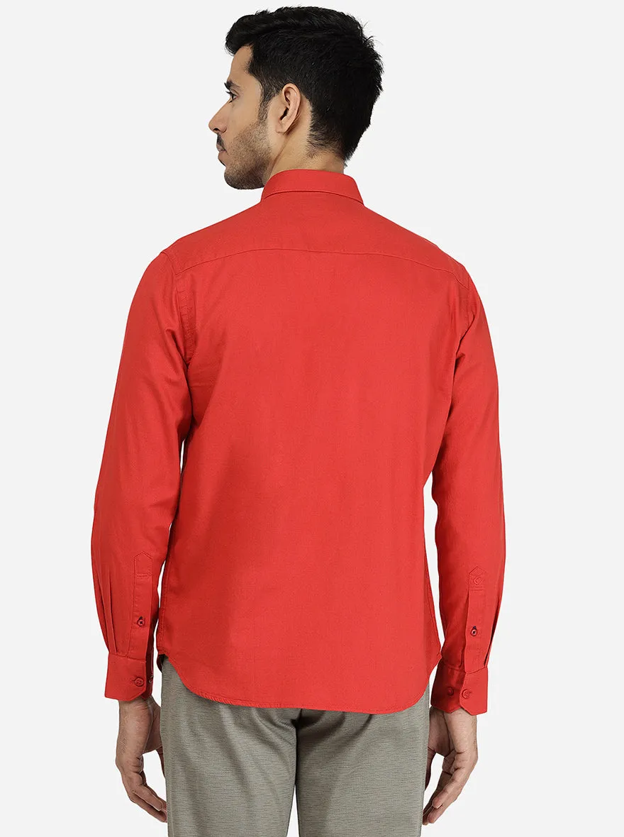 Paprika Red Solid Classic Fit Casual Shirt | Greenfibre