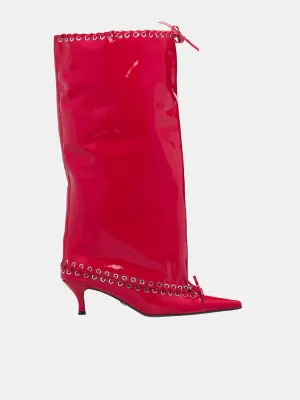 Patent Level Knee Boots (SH07-PATENT-RED)