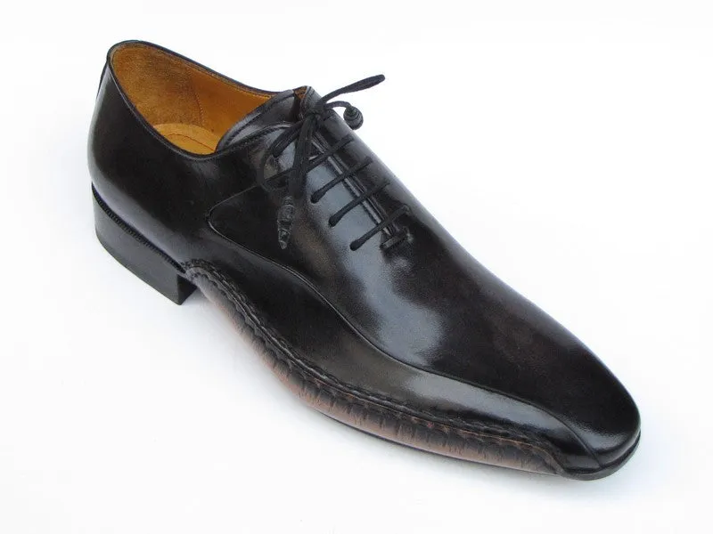 Paul Parkman Black Leather Oxfords - Side Handsewn Leather Upper And Leather Sole