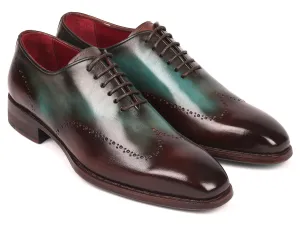 Paul Parkman Goodyear Welted Wingtip Oxfords in Brown & Turquoise