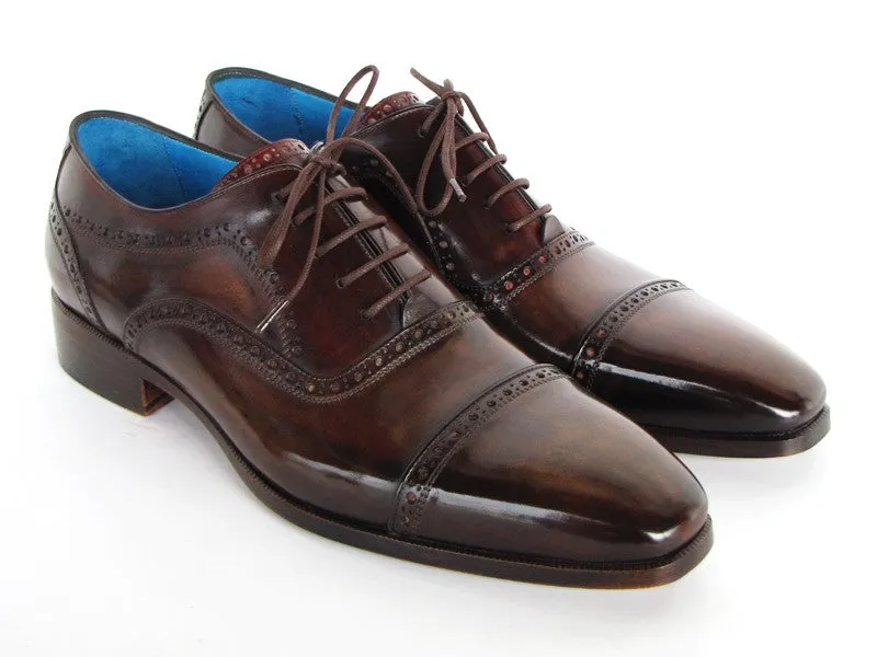 Paul Parkman Men's Captoe Oxfords Anthracite Brown  Leather (ID#024-ANTBRW)