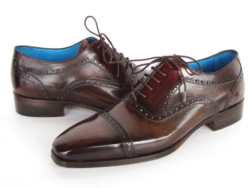 Paul Parkman Men's Captoe Oxfords Anthracite Brown  Leather (ID#024-ANTBRW)