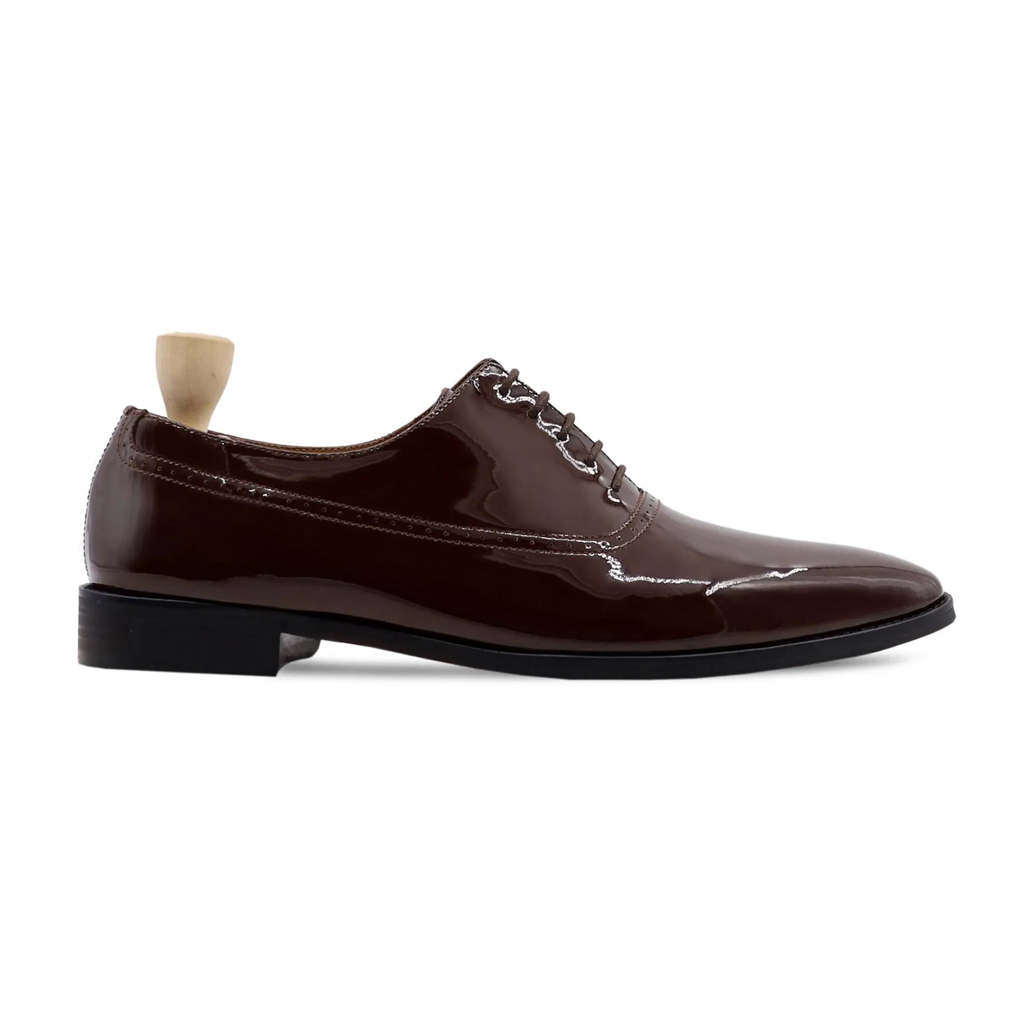 Phoenix - Men's Dark Brown Patent Leather Oxford Shoe