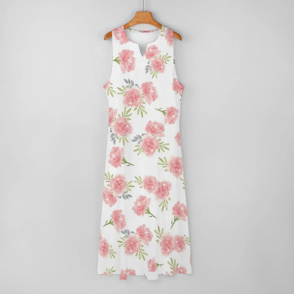 Pink Floral Long Dress