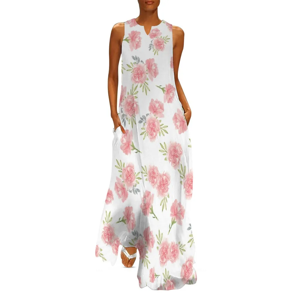 Pink Floral Long Dress