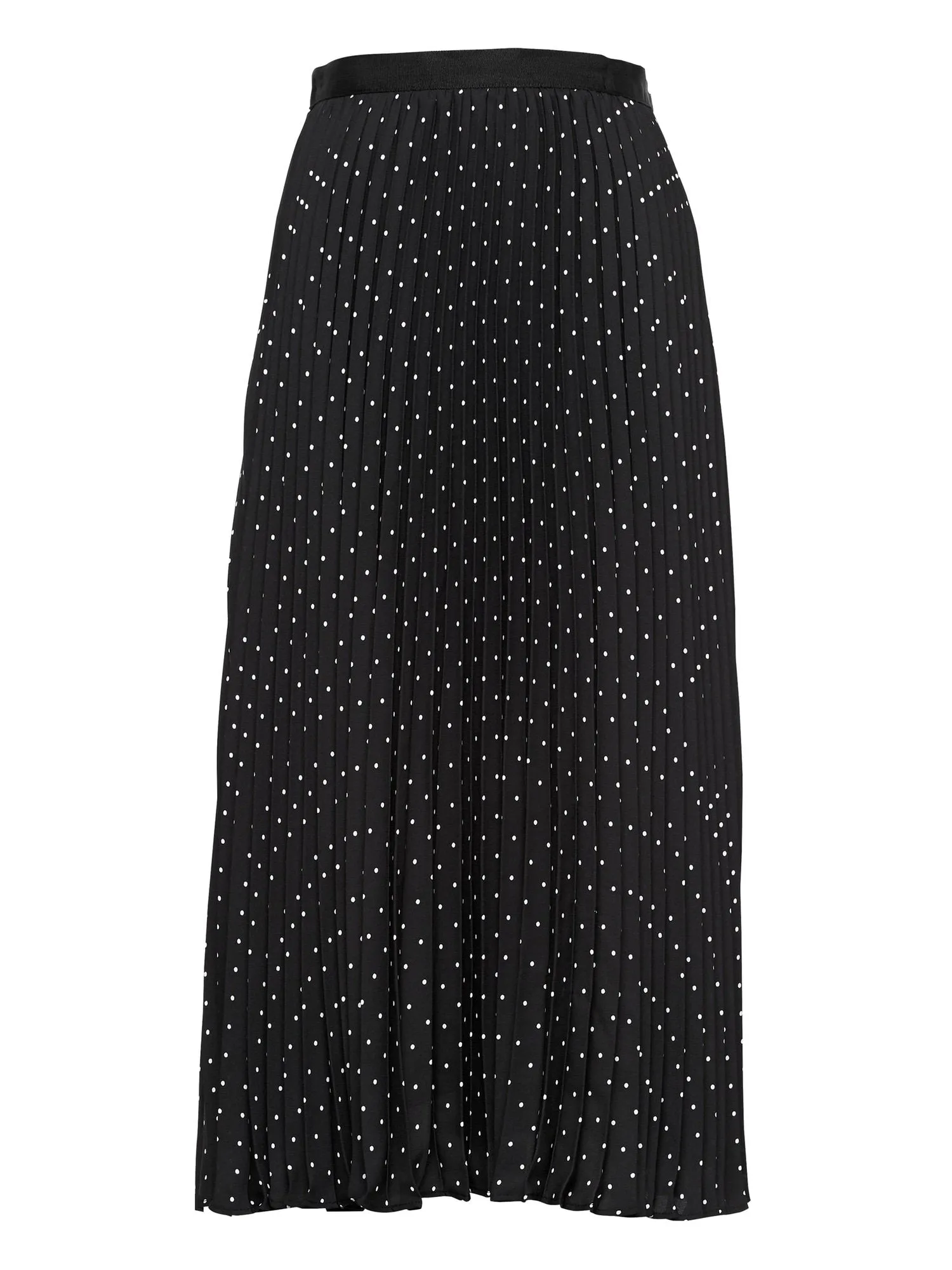 Polka Dot Pleated Midi Skirt In Black Dot