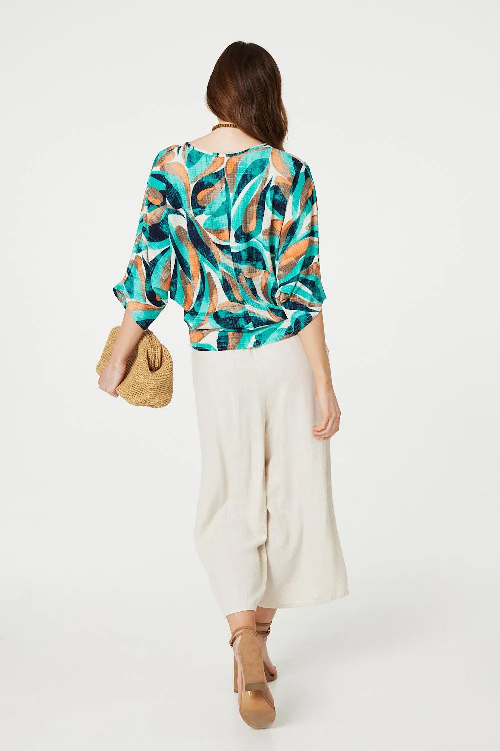 Printed Oversized Top with Necklace