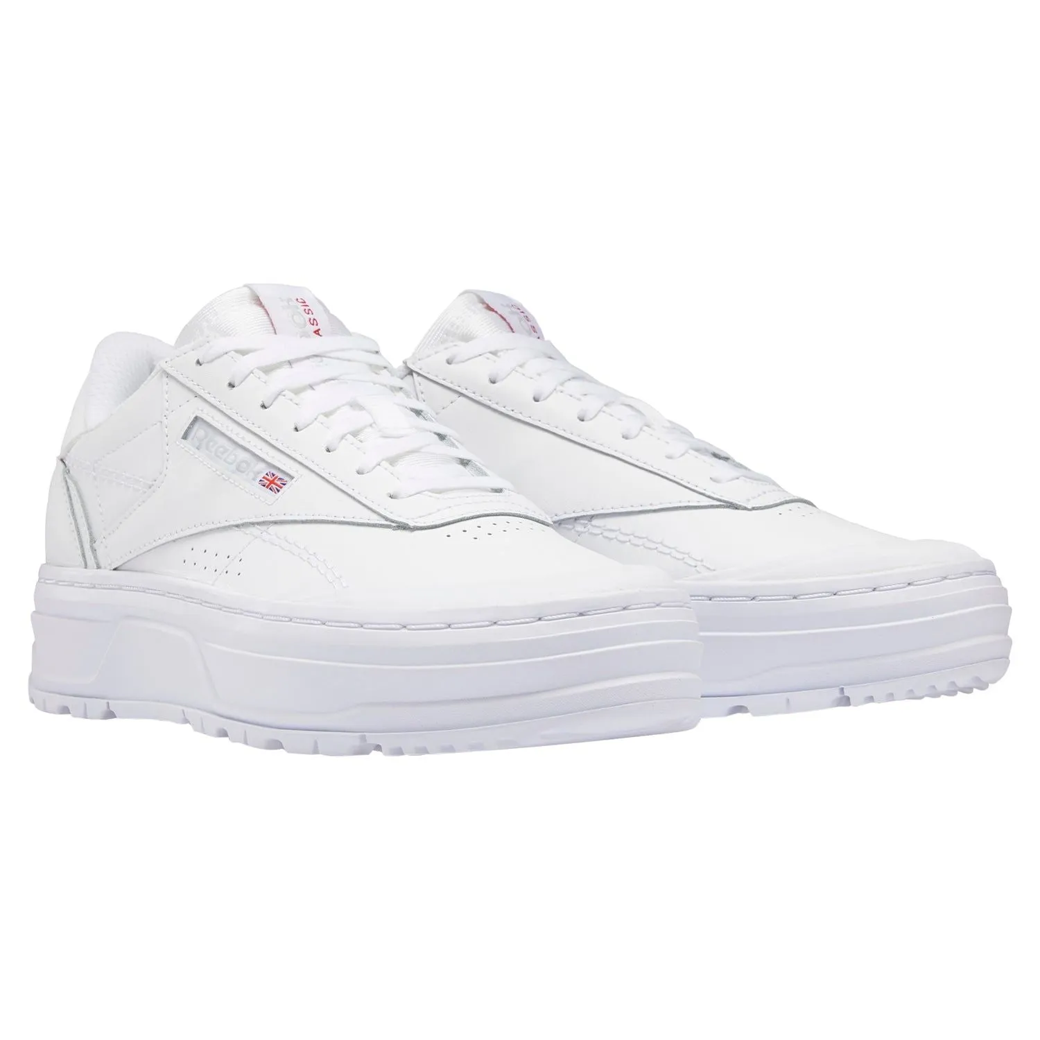 Reebok Womens Club C Double Geo Platform Shoes - White