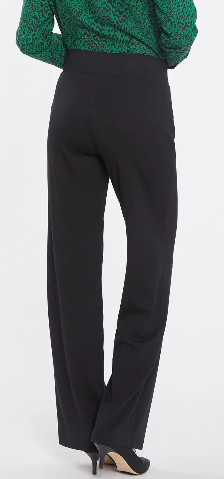 Relaxed Leg Pull-On Trouser Zwart Ponte Knit | Black