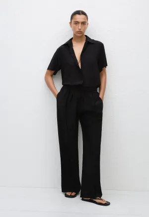 Relaxed Pin-Stitch Trouser - Black