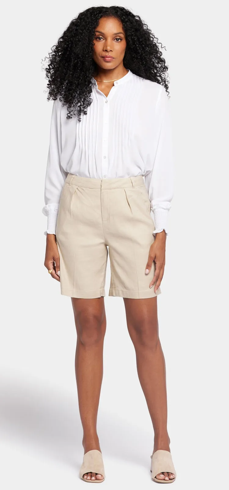 Relaxed Short Beige Stretch Linnen | Feather