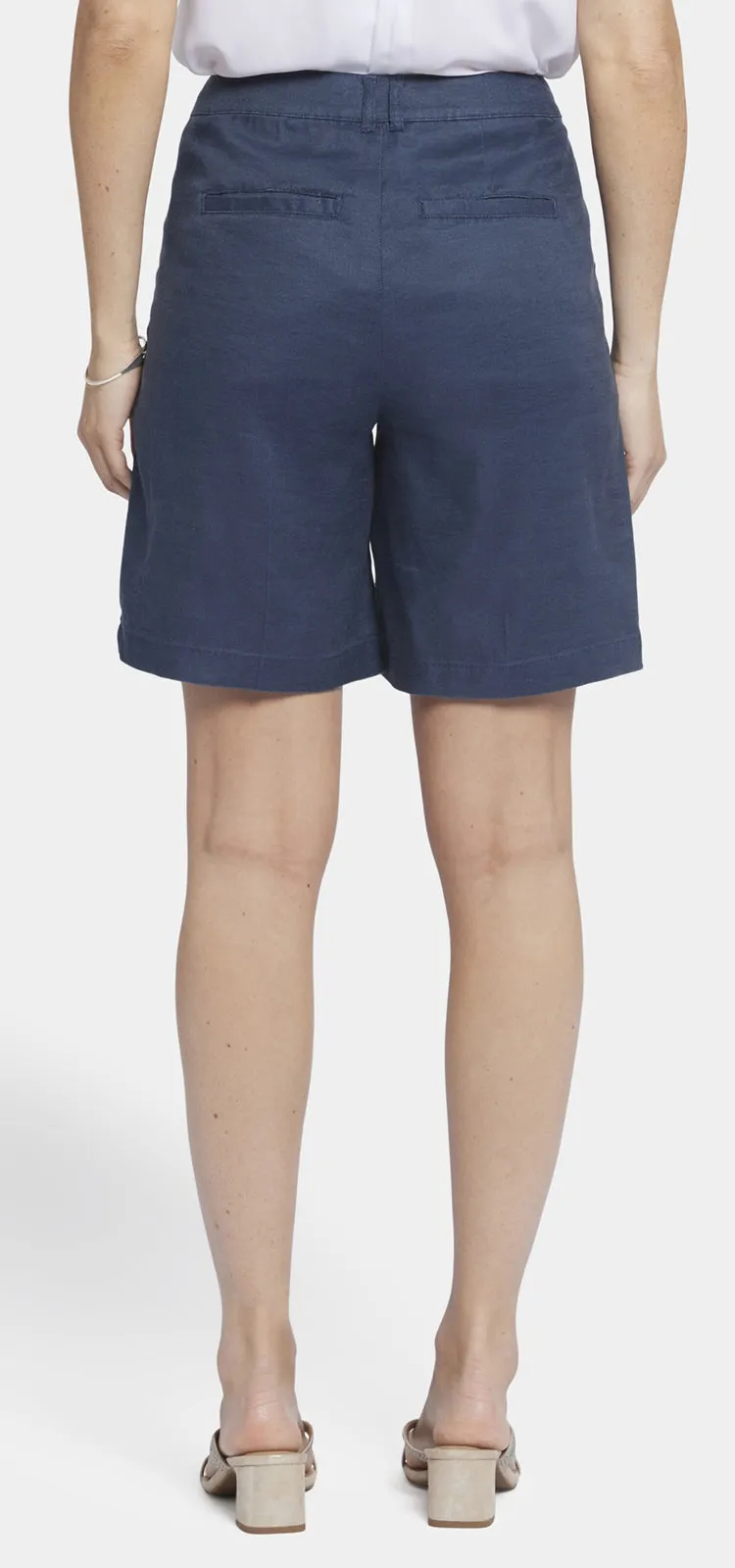 Relaxed Short Donkerblauw Stretch Linnen | Oxford Navy