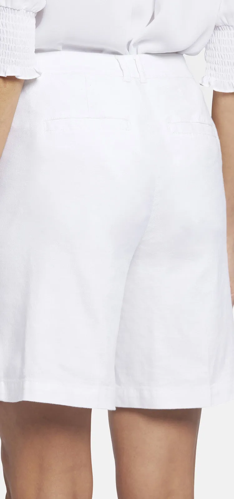 Relaxed Short Wit Stretch Linnen | Optic White