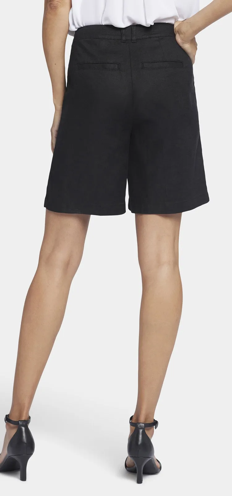 Relaxed Short Zwart Stretch Linnen | Black