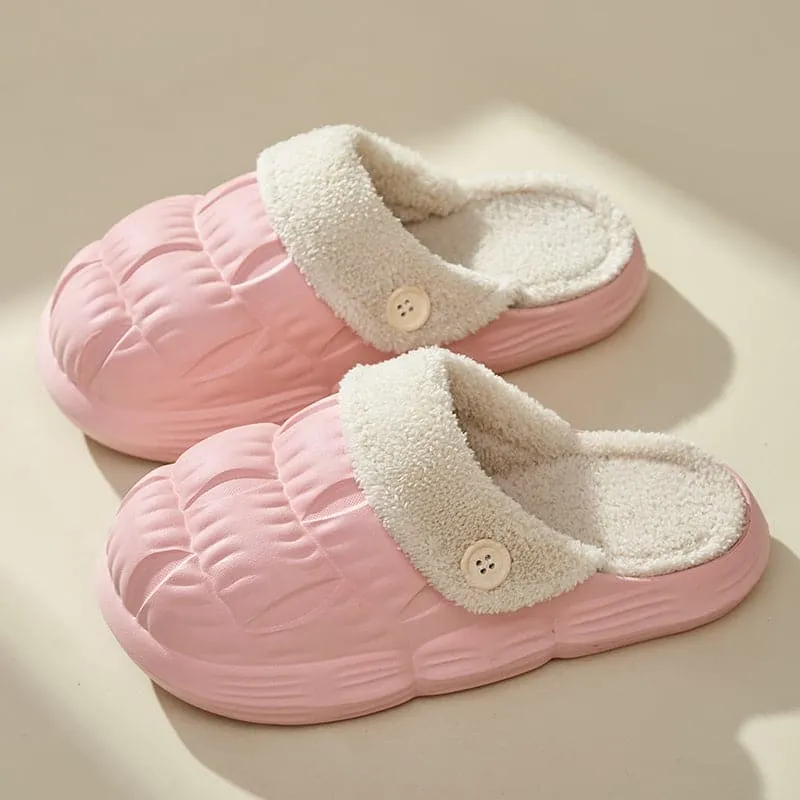 Removable Fluffy Shoes Warm Fuzzy Slippers Waterproof Non-Slip Indoor House Shoes For Women Men