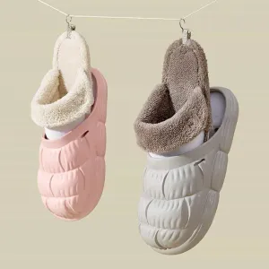 Removable Fluffy Shoes Warm Fuzzy Slippers Waterproof Non-Slip Indoor House Shoes For Women Men