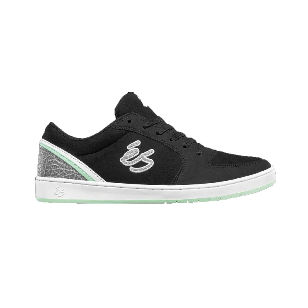 ÉS 5101000184/559 EOS MN'S (Medium) Black/White/Turquois Suede & Synthetic Skate Shoes