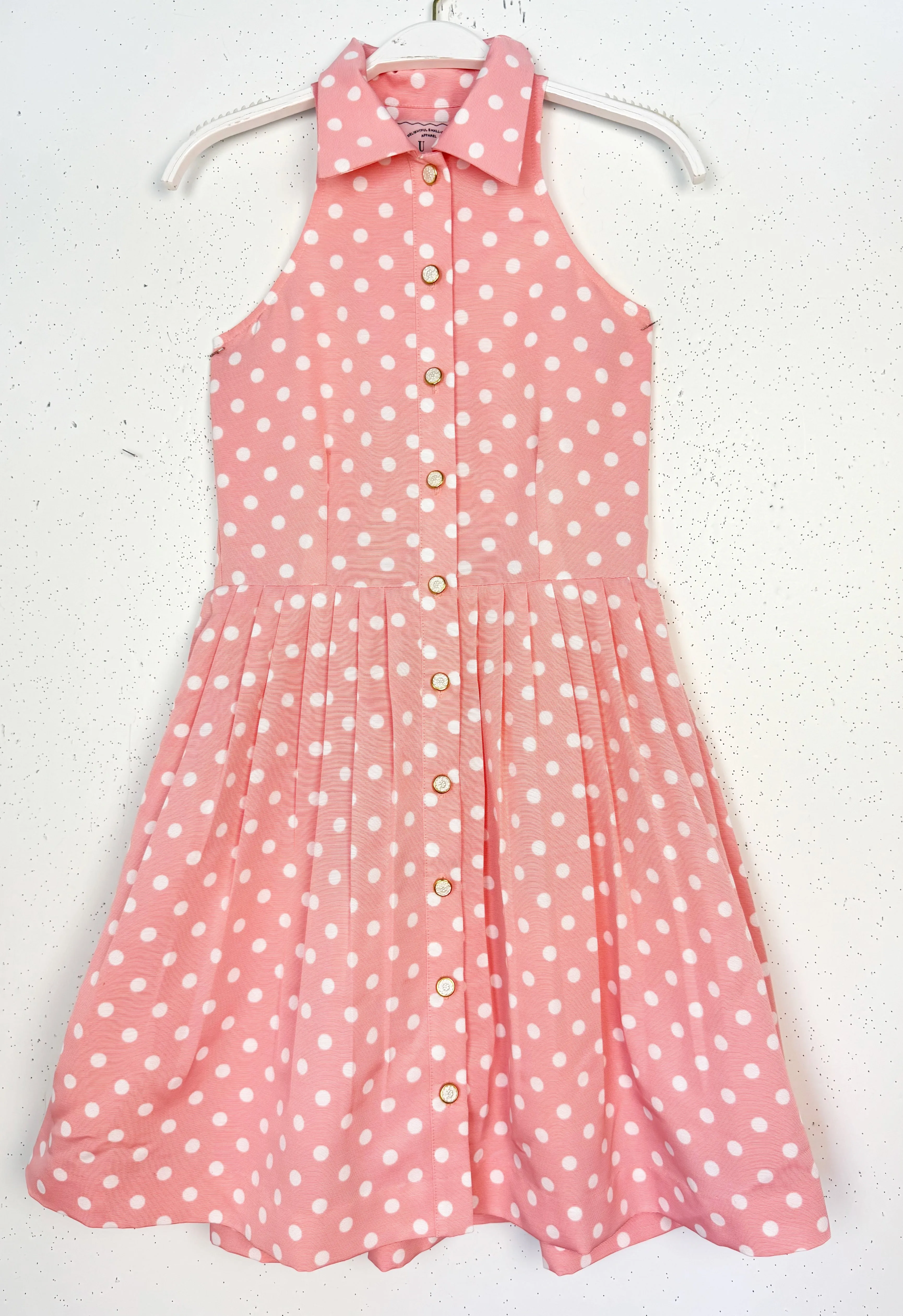 SAMPLE - Sleeveless MINI Shirtdress - Coral Dot