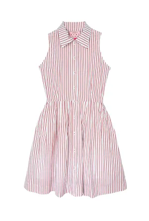 SAMPLE - Sleeveless Placket Front MINI Shirtdress - Ruby