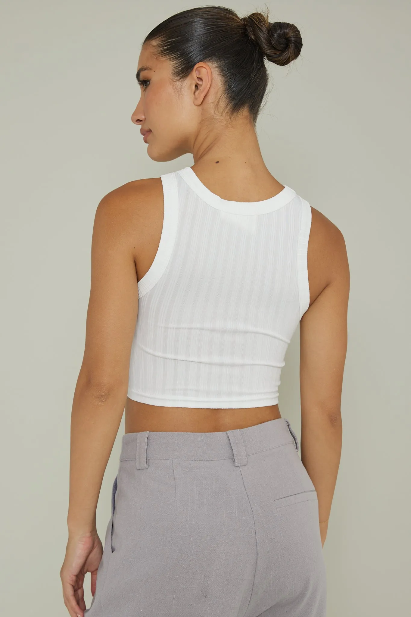 Seeker Ribbed Crop Top White