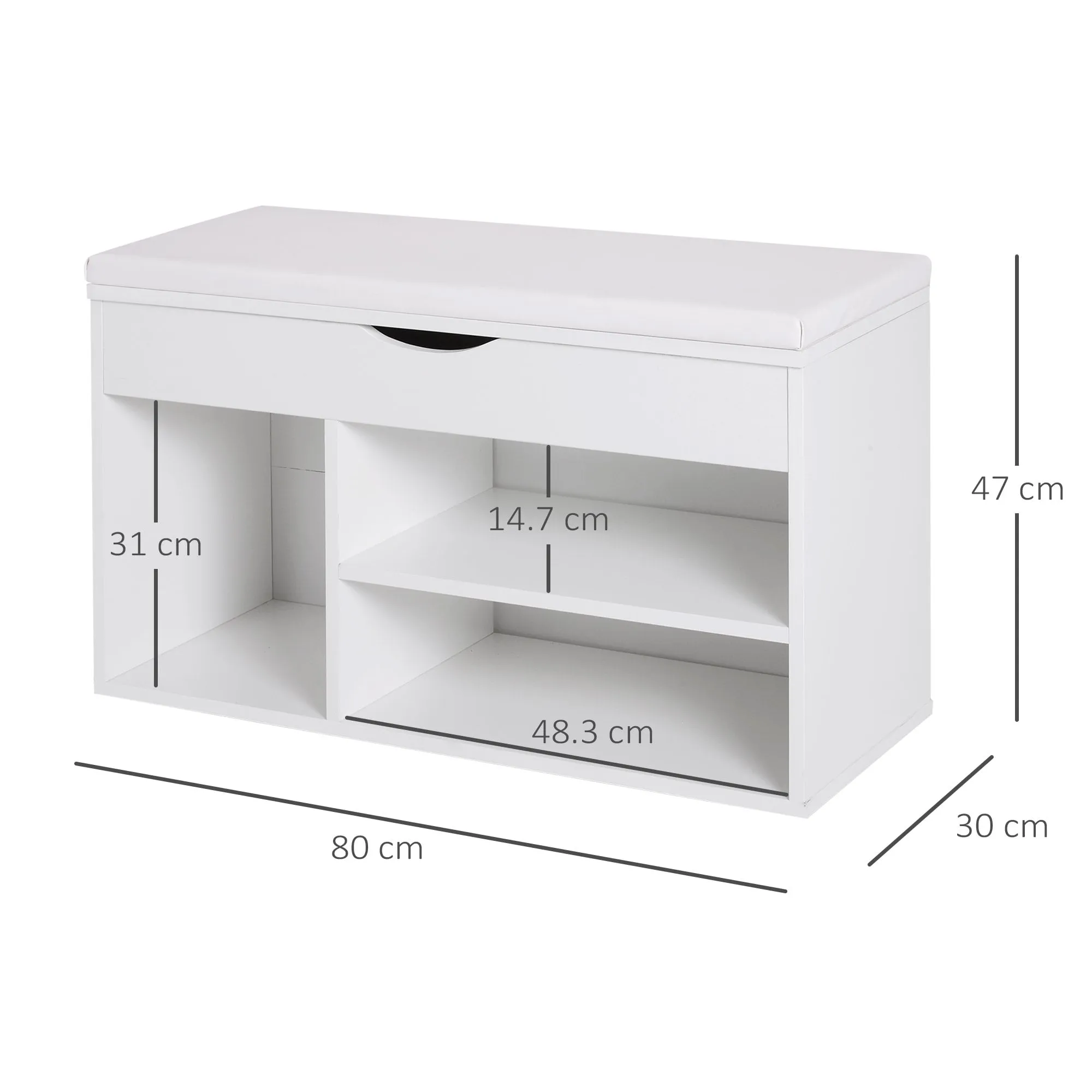 Shoe Cabinet, 47H cm-White