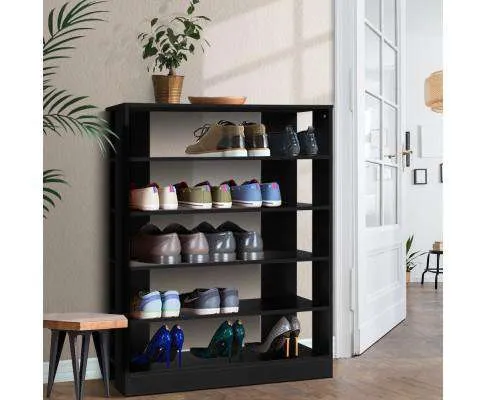 Shoe Cabinet Shoes Organiser Storage Rack 30 Pairs Black Shelf Wooden