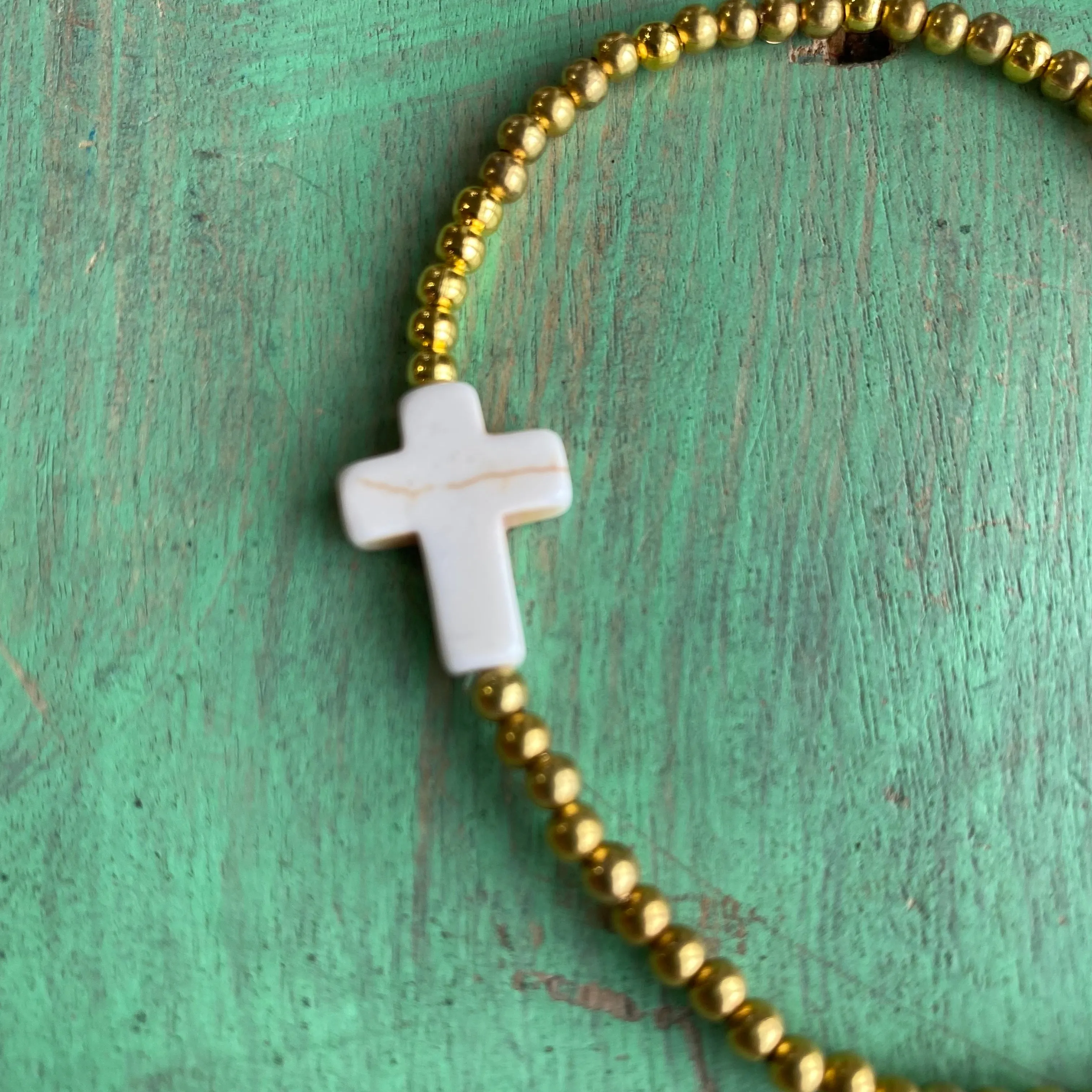 Simple Stone Cross Bracelet