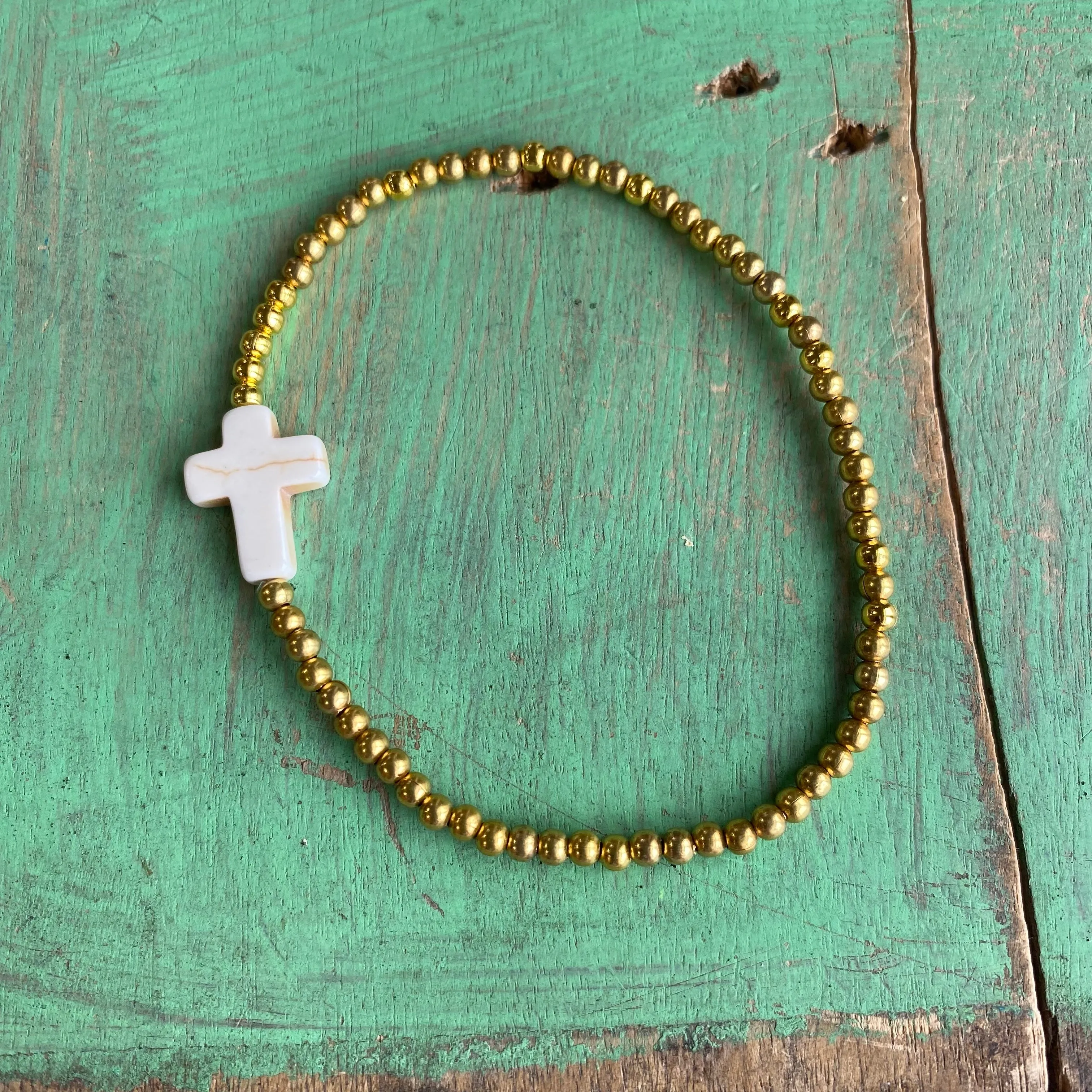 Simple Stone Cross Bracelet