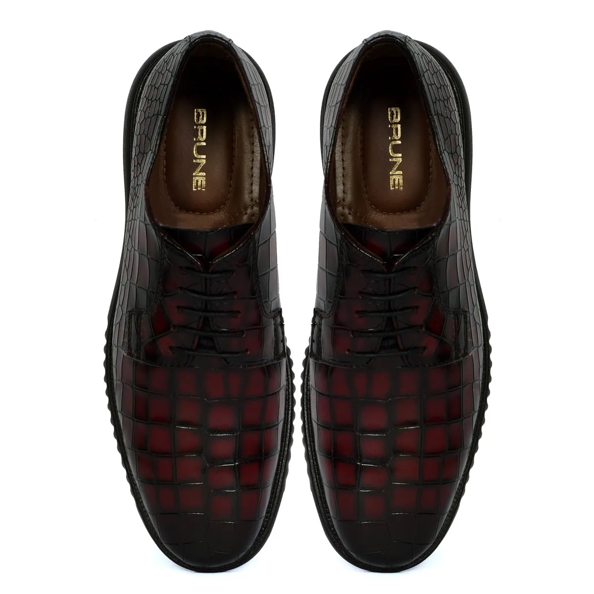 Smokey Finish Formal Shoes in Light-Weight with Oxford Lace-Up Deep Cut Leather