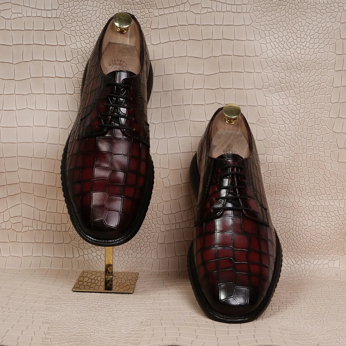 Smokey Finish Formal Shoes in Light-Weight with Oxford Lace-Up Deep Cut Leather